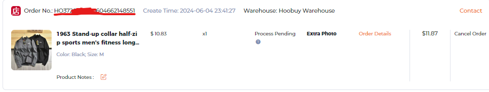 HooBuy Process Number Where to find