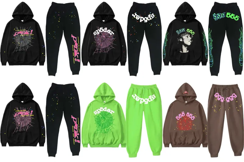 Trendy hip-hop singer sp5der printed couple hoodie, men's and women's hoodie, sports suit (52)
