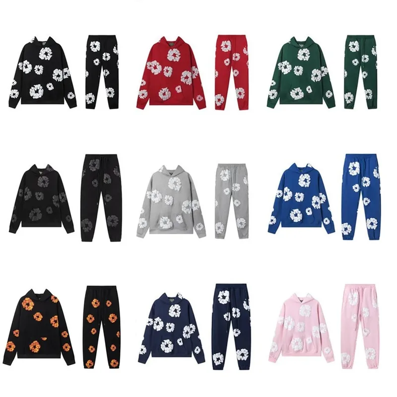 Denim Tears Cotton Blossom Fleece Lined Hooded Sweatshirt and Sweatpants High Street Sportswear Set  (42)